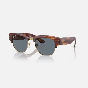 Ray-Ban Mega Clubmaster in Striped Havana and Dark Blue Polarized